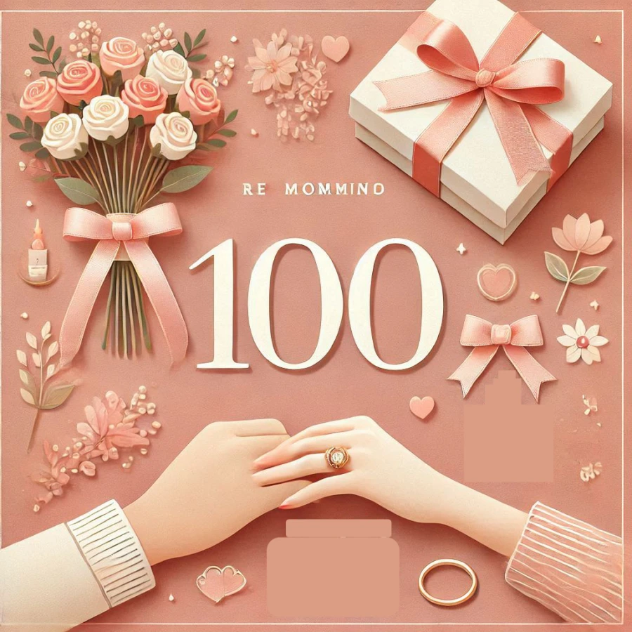 백일 기념일을 위한 커플 100일 선물이 놓여진 모습
